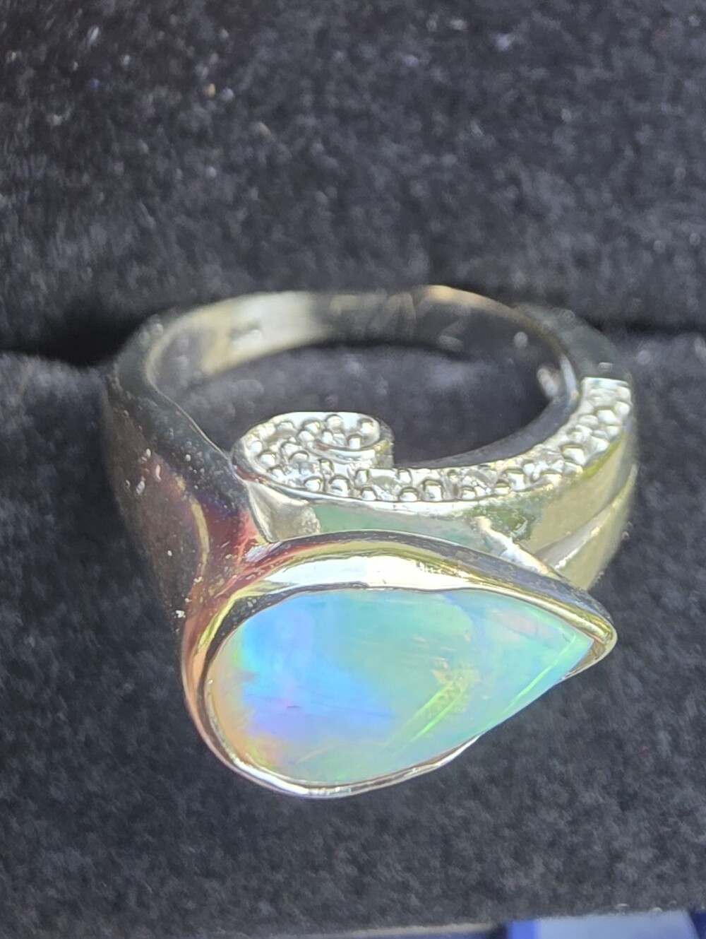 *Item Unavailable For Purchase* 14kt White Gold Ethiopian Opal & Diamond Ring - Picture 5 of 16